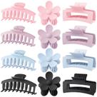 Clipes Hair Claw Clips JANFUN Large, pacote com 12 unidades para mulheres com cabelos grossos