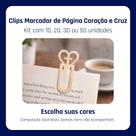 Clips Marcador de Página Coração e Cruz Bíblia e Devocional Kit com 10, 20, 30 ou 50 Unidades