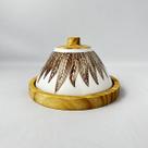 Cloche Porta Doces Folhagem Cerâmica Madeira Pinus Artesanal