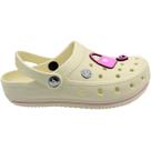 Clog Feminino Largo Yvate Boton Colorido Removível Confortável
