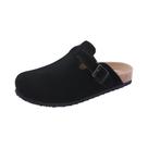 Clogs De Camurça Femininos Com Fivela Ajustável, Mules Confortáveis De Couro Cortiça Para Uso Ao Ar