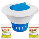 Clorador Margarida Flutuador porta tablete de cloro para piscina + 2 tabletes de cloro 3 em 1 Genco
