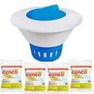 Clorador Margarida Flutuador porta tablete de cloro para piscina + 4 tabletes de cloro 3 em 1 Genco
