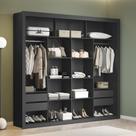 Closet 100% MDF 4 Gavetas 230 cm NT6060 Preto Tx Amoudi Móveis