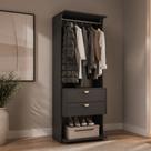 Closet Aberto 2 Gavetas Alasca Preto Touch Carraro