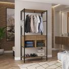 Closet Aberto 88cm Roupeiro Solteiro Base em Aço Preto Lara Demolição A04 - D Rossi