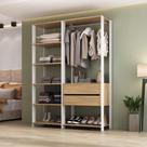 Closet Aberto Modulado Arara Organizadora com Cabideiro 135cm Allegra Multimóveis MP4389