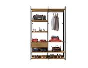 Closet ATAK Solteiro Laterais e Divisórias mDF de 18mm 2 Cabideiros em Alumínio 2 Gavetas com Corrediças Telescópicas e 14 Prateleiras Cor Cinamomo/Gr