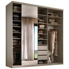 Closet Casal 1 Porta de Correr Com Espelho 3 Gavetas 208cm MDF Sonni R02 Bege - Lyam Decor Closet Casal 1 Porta de Correr Com Espelho 3 Gavetas 208cm MDF Sonni R02 Bege - Lyam Decor