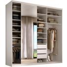 Closet Casal 1 Porta de Correr Com Espelho 3 Gavetas 208cm MDF Sonni R02 Branco - Lyam Decor