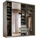 Closet Casal 1 Porta de Correr Com Espelho 3 Gavetas 208cm MDF Sonni R02 Urbe - Lyam Decor