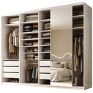 Closet Casal 1 Porta de Correr Com Espelho 6 Gavetas 277cm MDF Sonni R02 Branco - Lyam Decor