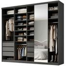 Closet Casal 1 Porta de Correr Com Espelho 6 Gavetas 277cm MDF Sonni R02 Preto - Lyam Decor Closet Casal 1 Porta de Correr Com Espelho 6 Gavetas 277cm MDF Sonni R02 Preto - Lyam Decor