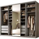 Closet Casal 1 Porta de Correr Com Espelho 6 Gavetas 277cm MDF Sonni R02 Urbe - Lyam Decor Closet Casal 1 Porta de Correr Com Espelho 6 Gavetas 277cm MDF Sonni R02 Urbe - Lyam Decor