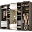 Closet Casal 1 Porta de Correr Com Espelho 6 Gavetas 277cm MDF Sonni R02 Urbe - Lyam Decor Closet Casal 1 Porta de Correr Com Espelho 6 Gavetas 277cm MDF Sonni R02 Urbe - Lyam Decor
