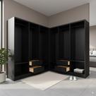 Closet Casal Duplo Lisboa - 2 Gavetas 2 Prateleiras 3 Cabideiros - Evidência Móveis - Black Black