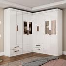 Closet Casal Duplo Lu 8 Portas 4 Gavetas Com Espelho Branco