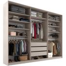 Closet Casal Guarda Roupa Sem Porta 237cm 3 Gavetas MDF Pisa R02 Bege - Lyam Decor