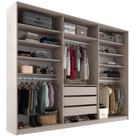 Closet Casal Guarda Roupa Sem Porta 237cm 3 Gavetas MDF Pisa R02 Bege - Lyam Decor