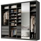 Closet Casal Sonni R02 1 Porta de Correr com Espelho 6 Gavetas MDF 277,7cm Preto Lyam Decor