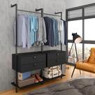 Closet Estilo Industrial Siena C/gaveta Preto Fosco - Móveis Arapongas