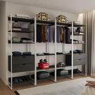 Closet Industrial Casal Completo Loft Preto 4 Módulos Cabideiro com Gavetas Ferro Branco