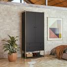 Closet Industrial Olivar 2 Portas 2 Gavetas Preto - Olivar Móveis