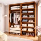 Closet Luna 2 Gavetas 7 Prateleiras Creme/Freijó - Politorno