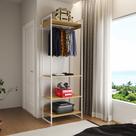 Closet Modulado Estilo Industrial Solteiro Loft Canela Cabideiro Ferro Branco Closet Modulado Estilo Industrial Solteiro Loft Canela Cabideiro Ferro Branco