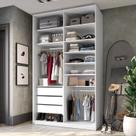 Closet Solteiro 100% MDF BP 139,5cm 3 Gavetas Sion