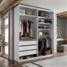 Closet Solteiro 100% MDF BP 159,5cm 3 Gavetas Monreale Branco Closet Solteiro 100% MDF BP 159,5cm 3 Gavetas Monreale Branco