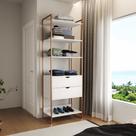 Closet Solteiro Estilo Industrial Loft 1 Módulo com Gaveta Branco Base Cobre