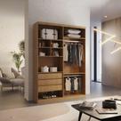 Closet Solteiro Fenix Com 3 Gavetas E 8 Prateleiras Rufato Imbuia