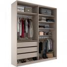 Closet Solteiro Guarda Roupa Sem Porta 159cm 3 Gavetas MDF Pisa R02 Bege - Lyam Decor
