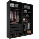 Closet Solteiro Guarda Roupa Sem Porta 159cm 3 Gavetas MDF Pisa R02 Preto - Lyam Decor Closet Solteiro Guarda Roupa Sem Porta 159cm 3 Gavetas MDF Pisa R02 Preto - Lyam Decor