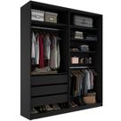 Closet Solteiro Guarda Roupa Sem Porta 159cm 3 Gavetas MDF Pisa R02 Preto - Lyam Decor