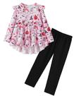 Clothes Yekaty Girls Ruffle Bainha com calças de cor sólida Clothes Yekaty Girls Ruffle Bainha com calças de cor sólida