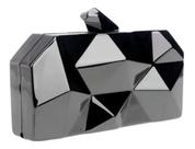 Clutch Festa Prata Dourada Rosê Preta Metal Geométrica