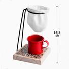 Coador de Cafe Tecido com Suporte Madeira e Xicara