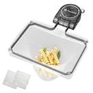 Coador para pia de cozinha QIEPOMI com 100 sacos filtrantes cinza Coador para pia de cozinha QIEPOMI com 100 sacos filtrantes cinza