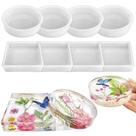 Coaster Molds ResinWorld, pacote com 8 unidades de silicone redondo quadrado profundo