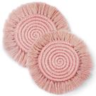 Coasters Coomin, macramê, algodão absorvente, 16,5 cm, 2 peças, rosa empoeirado