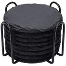 Coasters GOH DODD Slate Drink com suporte de metal, conjunto de 8