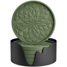 Coasters ME.FAN de silicone com suporte pacote com 6 verde oliva