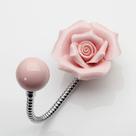 Coat Hook MDPLY Beautiful 3D Flower Ceramic Wall Rosa