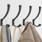 Coat Hook montado na parede Saffruff Large Heavy Duty Black x4