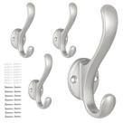 Coat Hooks PEOIAOY Wall Mount Heavy Duty Retro, pacote com 4 unidades, prata
