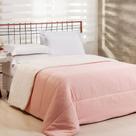 Coberdrom 1 Peça Solteiro Percal 200 Fios Com Sherpa Flupy 100% Poliéster - Rosa