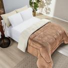 Coberdrom Apollo Queen Sherpa Pele de Carneiro + Manta Flannel - Rosa Alaranjado Apricot