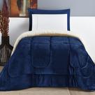 Coberdrom Apollo Solteiro Sherpa Manta Flannel Toque Lã de Carneiro - Azul Marinho
